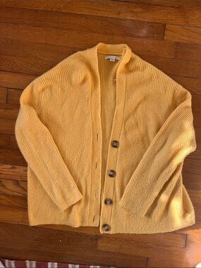 American Eagle Outfitters Yellow Knit Button-Up Cardigan